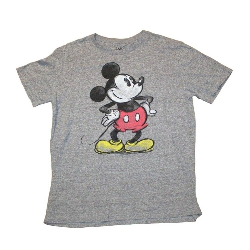 Mickey Mouse Charcoal Sketch Drawing Adult T-Shirt Large 42/44 Gray Disney